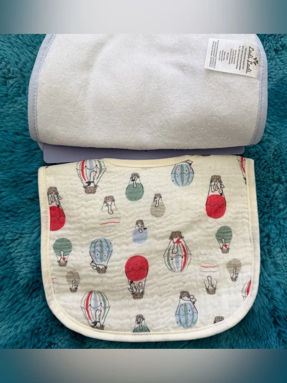 Ladi Ladi Cream & Blue Baby Bibs - 3 Pack